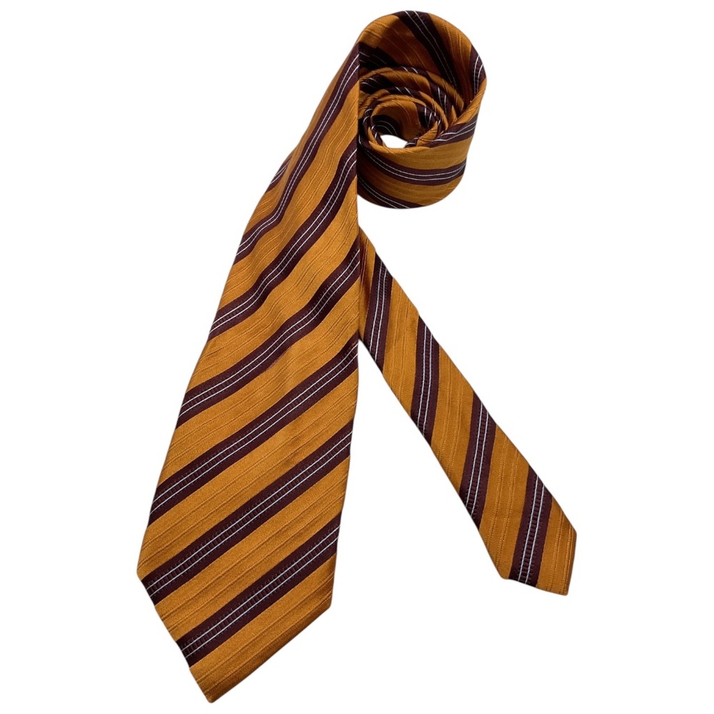 CANALI XL Orange Striped Silk LUXURY Tie ITALY